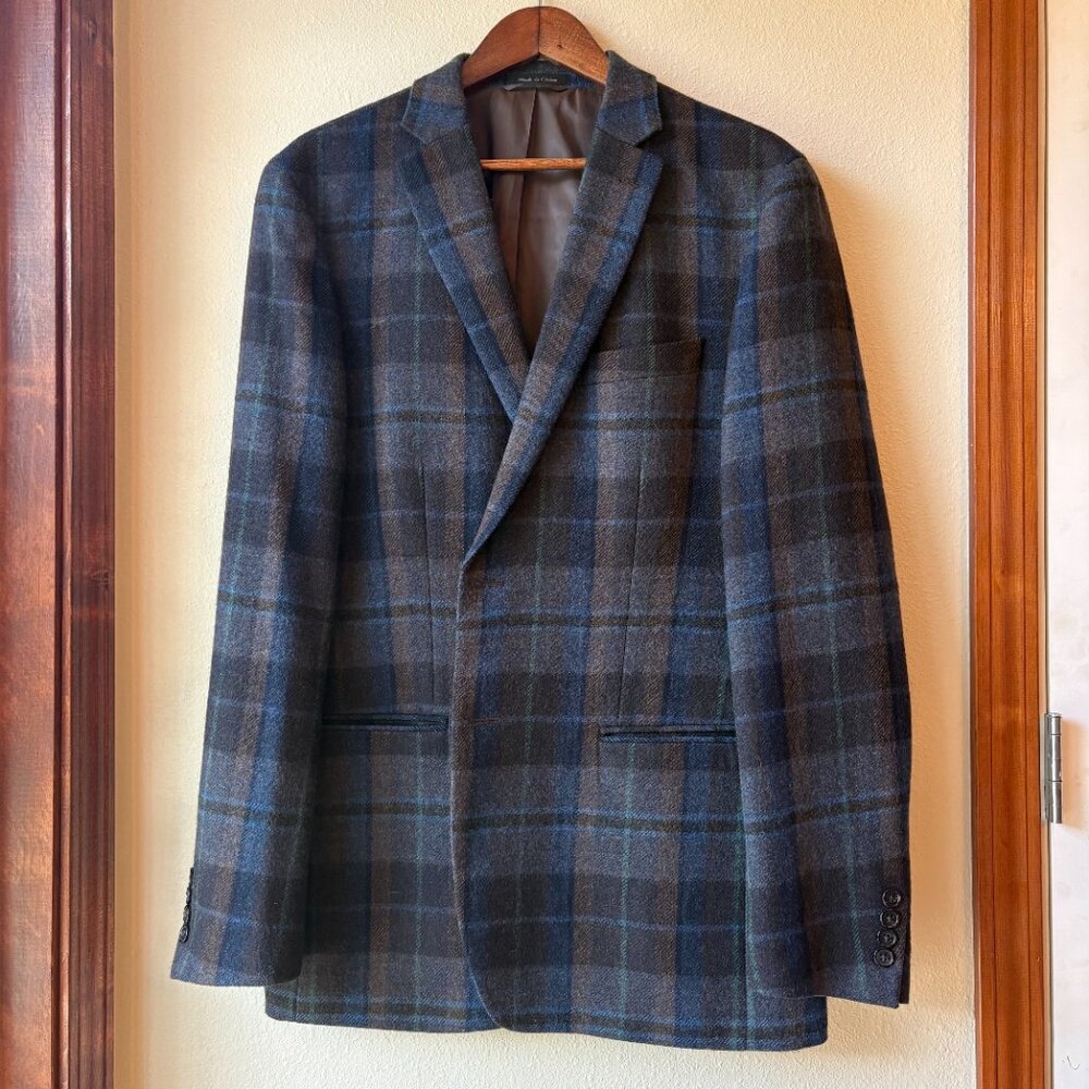 Lauren Ralph Lauren Brown Plaid 100% Wool Sport Coat Pockets Size 44L Old Money - Picture 3 of 10